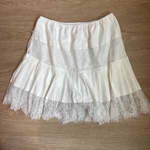 White Lace Pleated Slip Skirt